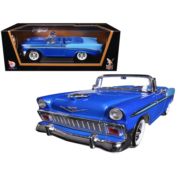 Road Signature 1956 Chevy Bel Air Convertible 1:18 Dark Blue/Light Blue