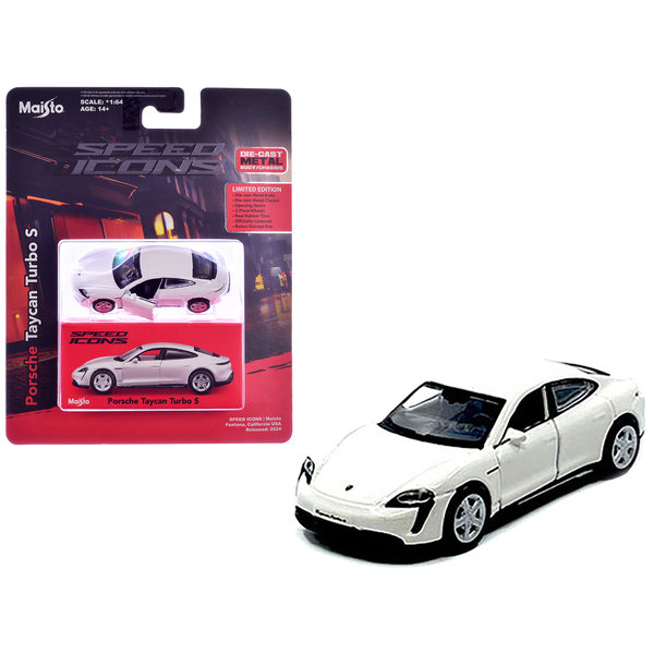 Maisto 1/64 White Porsche Taycan Turbo S "Speed Icons"