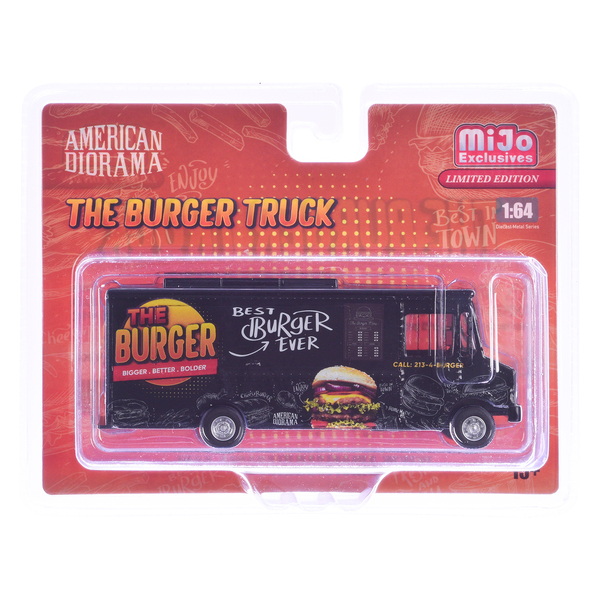 American Diorama "The Burger Truck" Food Truck - Black 1/64 Scale
