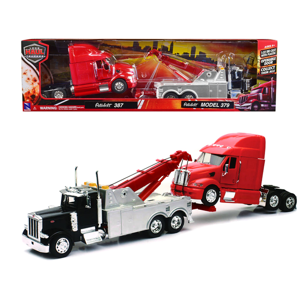 New Ray Peterbilt 379 Tow Truck & 387 Tractor Set