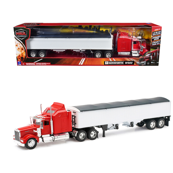 New Ray Kenworth W900 Grain Truck - 1/32 Diecast Red & White