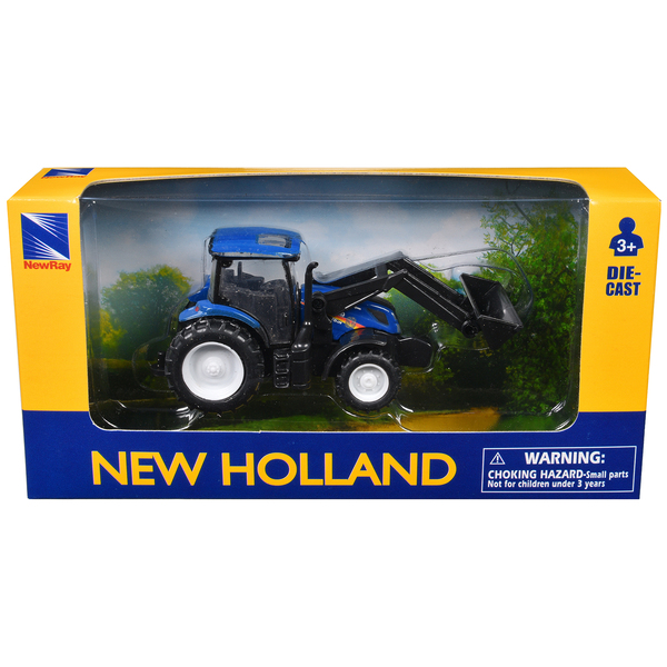 New Ray New Holland T6.175 Tractor w/ Front Loader Blue 4.75"