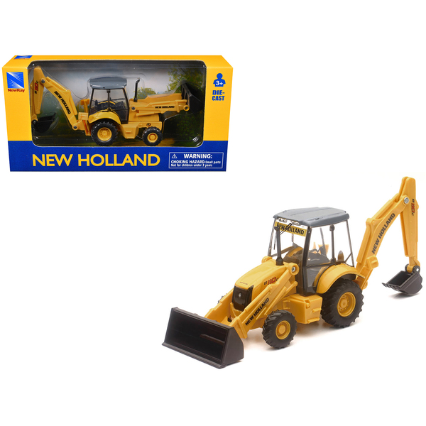New Ray New Holland B110C Backhoe Loader Yellow 6.5 Inches
