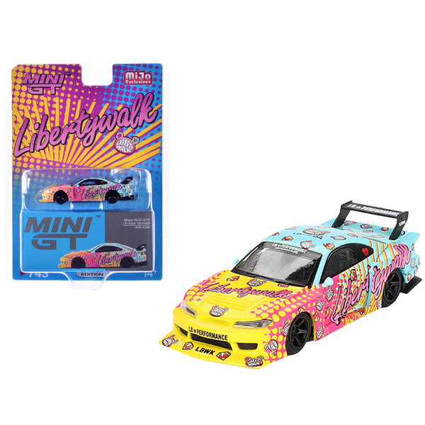 Mini GT LBWK KUMA Nissan S15 SILVIA 1/64 Yellow/Blue/Pink