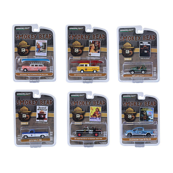 Greenlight 1/64 Smokey Bear Series 4 Diecast Car Set (6-Pc)