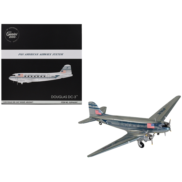 GeminiJets Pan American DC-3 Polished Metal 1/200 Model