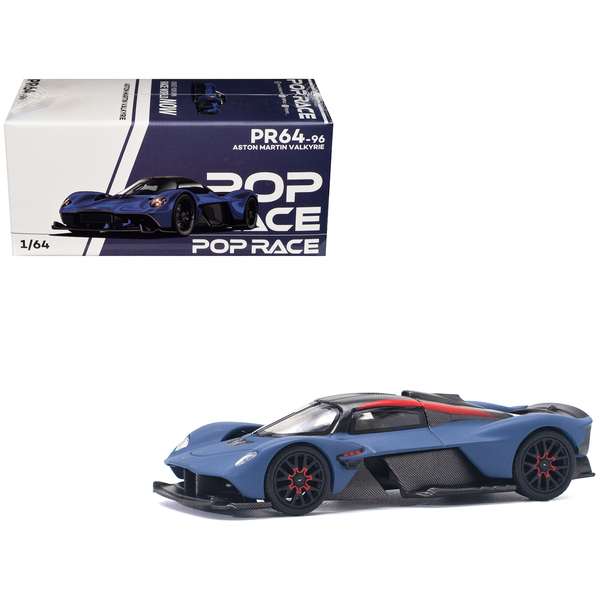 Pop Race Aston Martin Valkyrie 1/64 Satin Marina Blue/Carbon Top