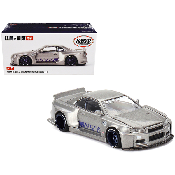 Mini GT Kaido House Nissan Skyline GT-R R34 Silver 1/64 Diecast