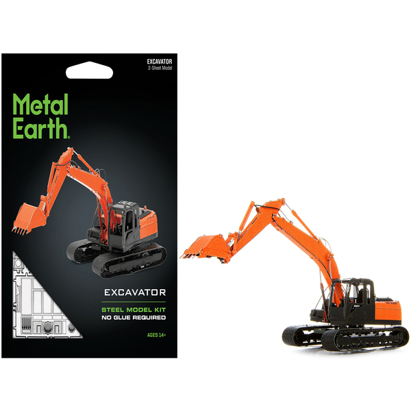 Metal Earth Orange & Black Excavator: Build Your Own