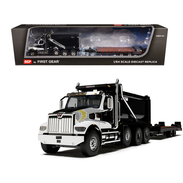 First Gear Western Star 49X Dump Truck & Trailer - Black/White