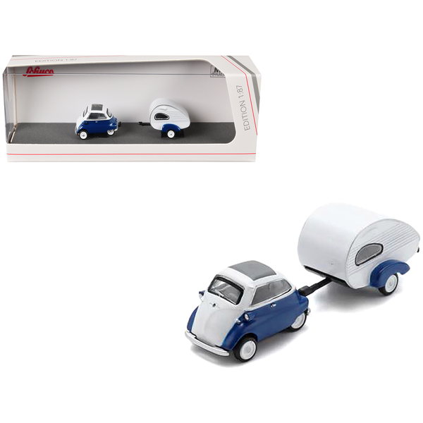 Schuco BMW Isetta & Trailer 1/87 Scale - Blue/White