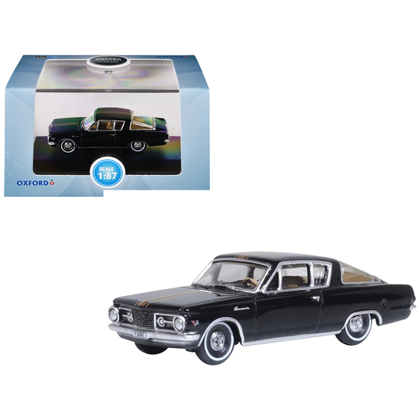 Oxford Diecast 1965 Plymouth Barracuda - Black w/ Gold Stripes