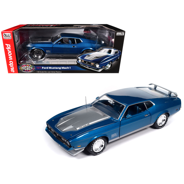 Auto World 1971 Ford Mustang Mach 1 "MCACN" Blue Metallic