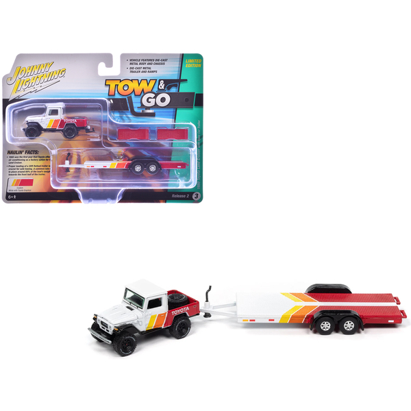 Johnny Lightning 1980 Toyota Land Cruiser & Trailer - White/Red