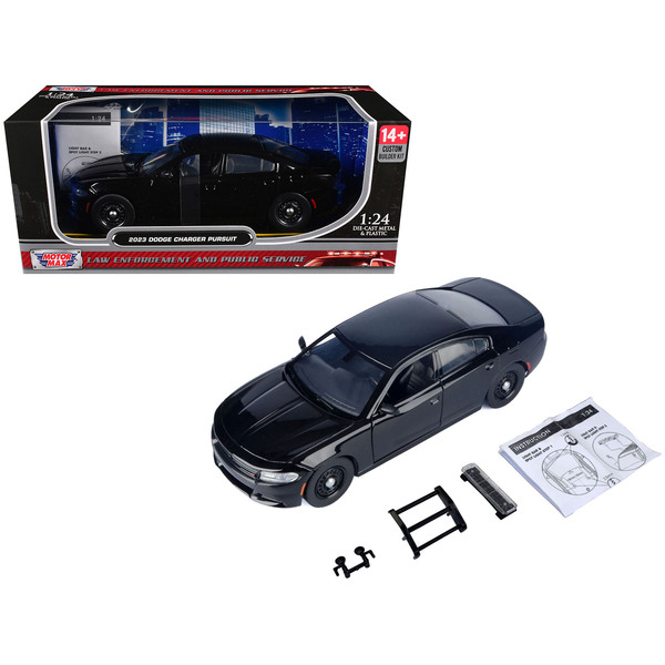 Motormax Dodge Charger Pursuit Police Car Black Builder's Kit 1/24
