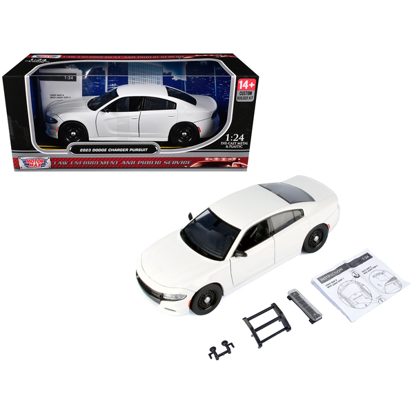 Motormax Dodge Charger Pursuit Police Car White Builder's Kit 1/24