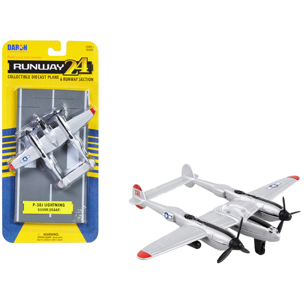 Runway24 Lockheed P-38J Lightning Silver 4" Model