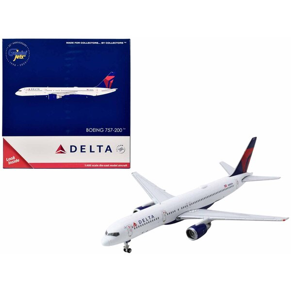 GeminiJets Delta 757-200 1/400 White/Blue Tail
