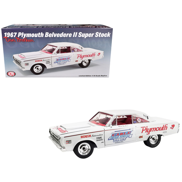 ACME 1967 Plymouth Belvedere II Super Stock 1:18 - White/Red Int.