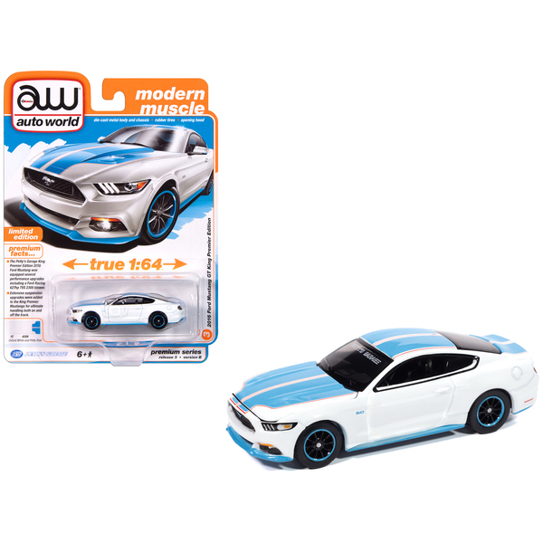 Autoworld '16 Mustang GT King Premier: Oxford White/Petty Blue 1/64