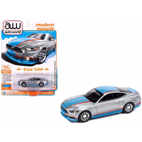 Autoworld '17 Mustang GT Tribute: Ingot Silver/Petty Blue 1/64