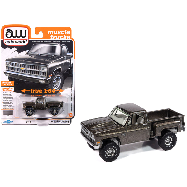 Auto World 1981 Chevy Silverado Stepside - Graystone Metallic 1/64