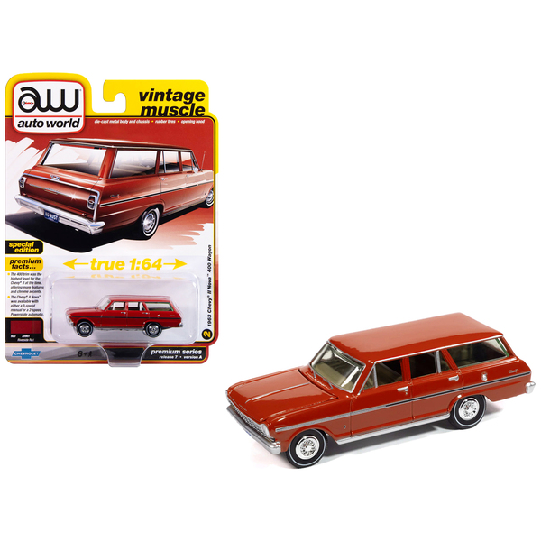 Auto World 1963 Chevy II Nova Wagon - Riverside Red