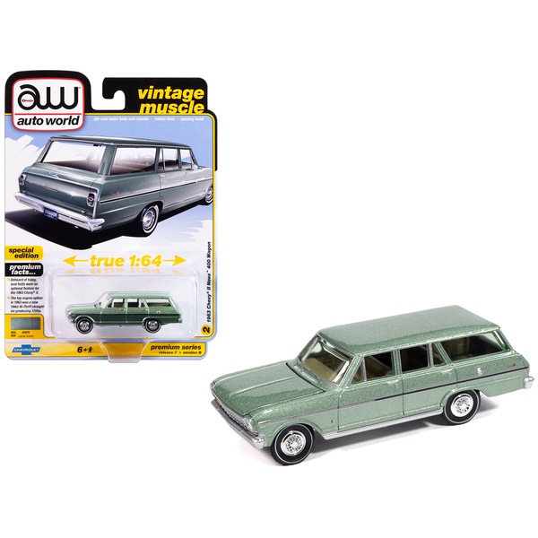 Auto World 1963 Chevy II Nova Wagon - Laurel Green Metallic