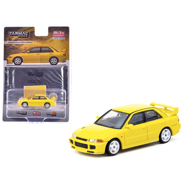 Tarmac Works Mitsubishi Lancer Evo III RHD Yellow 1/64 + Cards