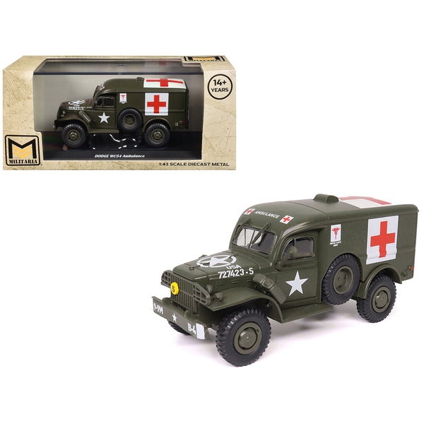 Militaria Die Cast Dodge WC54 Ambulance 1/43 Olive Drab