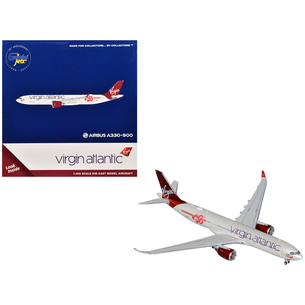 GeminiJets Virgin Atlantic Airbus A330-900neo Model, Gray/Red, 1/400 Scale