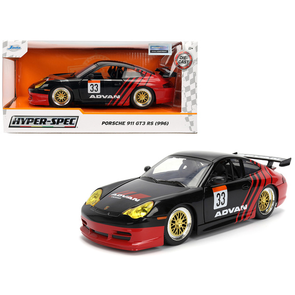 Jada Porsche 911 GT3 RS 1/24 Black & Red Diecast Model