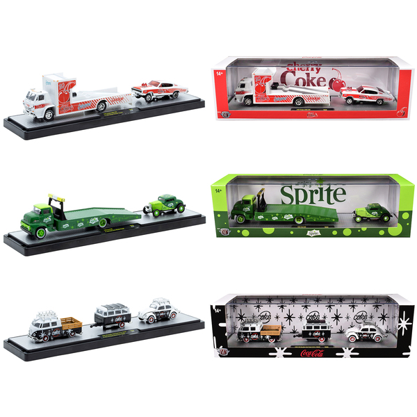 M2 Machines Auto Haulers Soda Set 3 Trucks & Cars 1/64 Scale