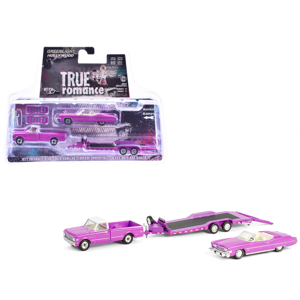 Greenlight True Romance Pink Cadillac Eldorado & Chevy C-30 Hitch & Tow