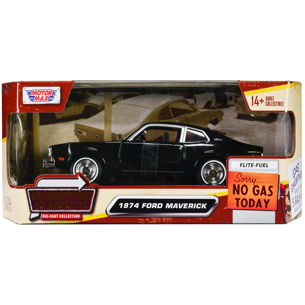 Motormax 1974 Ford Maverick 1/24 Scale - Black Diecast