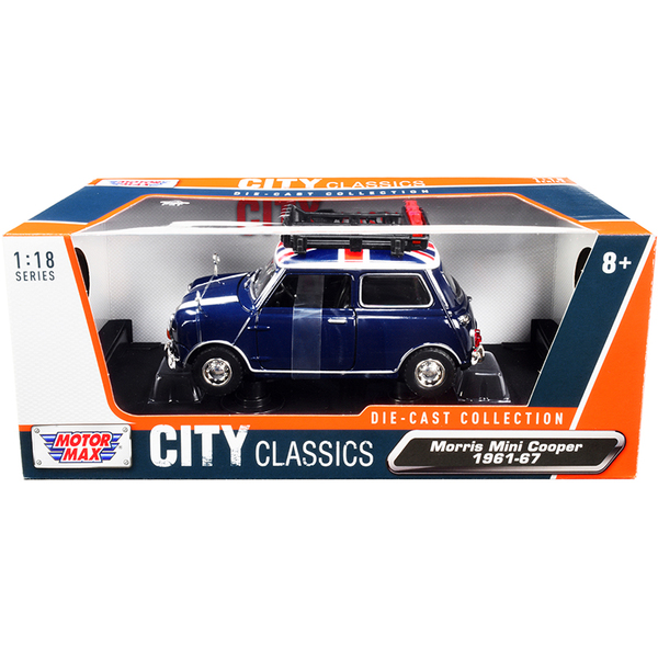 Motormax 1961-67 Morris Mini Cooper Dark Blue 1/18 Scale Model