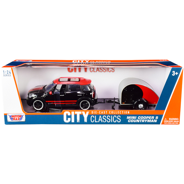Motormax Mini Cooper S Countryman & Trailer - Black/Red 1/24