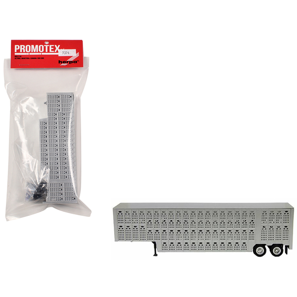 Promotex Silver Livestock Trailer 1/87 HO Scale - 6.625"