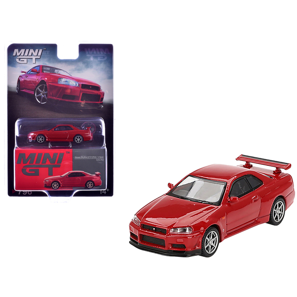 Mini GT Nissan Skyline GT-R R34 V-Spec Active Red 1/64