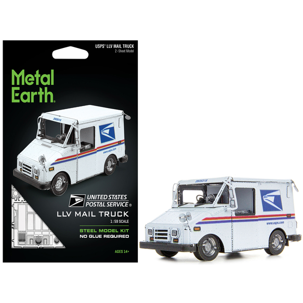 Metal Earth USPS LLV Mail Truck White 3" Model Kit