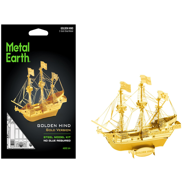 Metal Earth Golden Hind Galleon Gold - Moderate Build