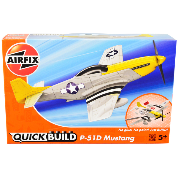 Airfix Quickbuild P-51D Mustang - Easy Snap-Fit, 9.5" Wingspan