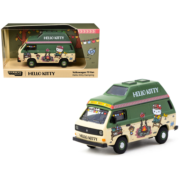 Schuco Tarmac Works Hello Kitty Camping VW T3 Van - Green/Beige