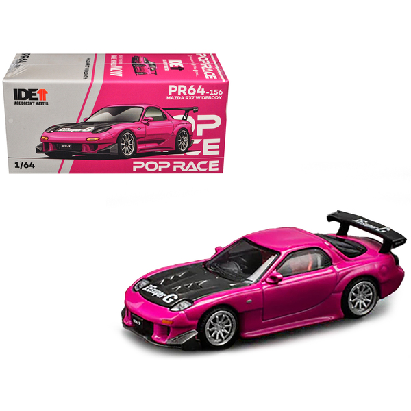 Pop Race Mazda RX-7 Widebody Pink w/ Carbon Hood 1/64