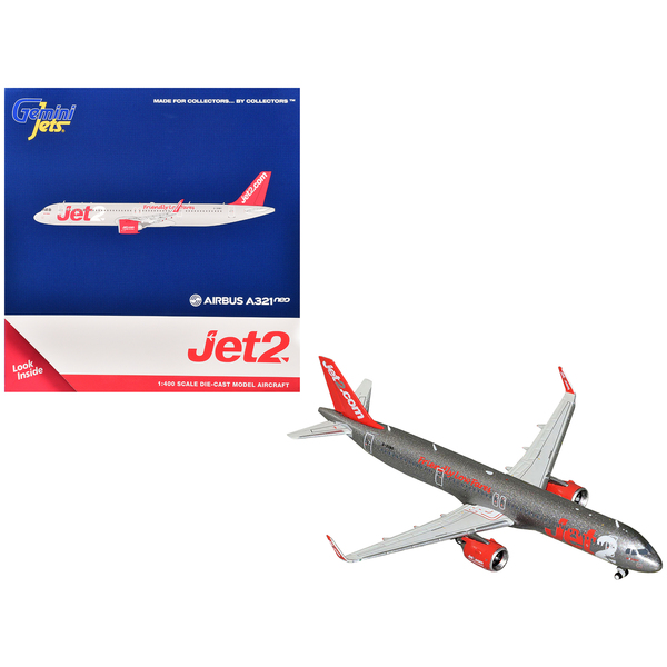 GeminiJets Jet2 Airbus A321neo 1:400 Scale Gray & Red