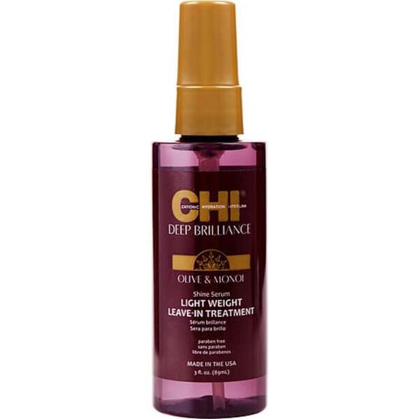 Chi Deep Brilliance Olive & Monoi Shine Serum - 3 oz Lightweight Leave-In Treatment