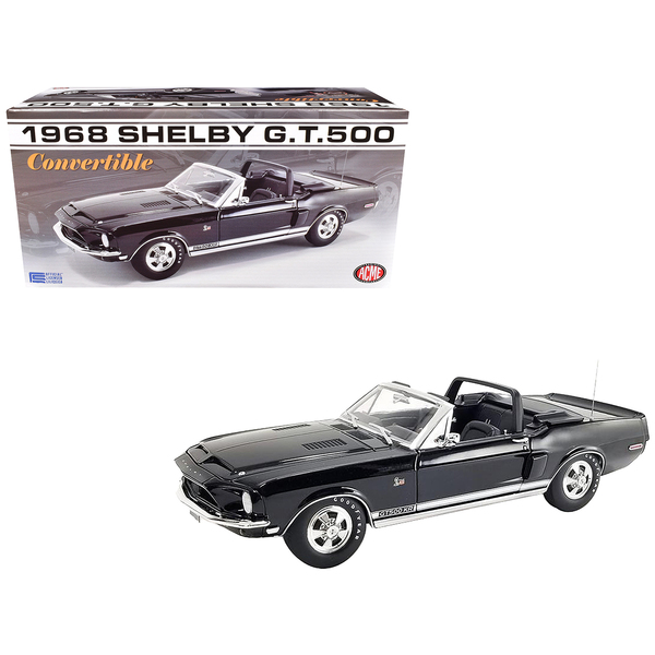 Acme 1968 Shelby GT500 KR Convertible - Black/White 1:18