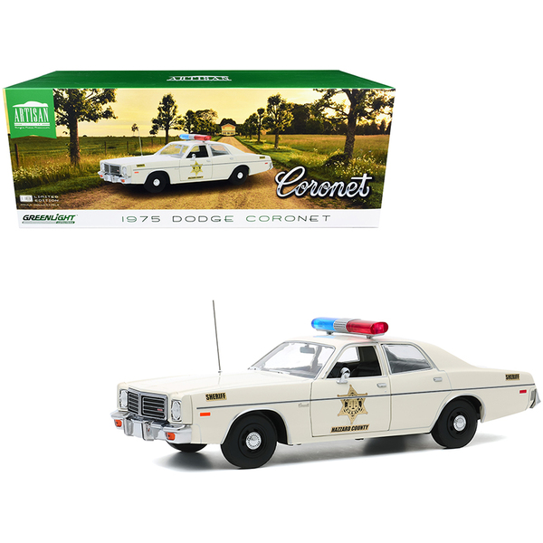 Greenlight 1975 Dodge Coronet Sheriff 1/18 Scale Diecast Model