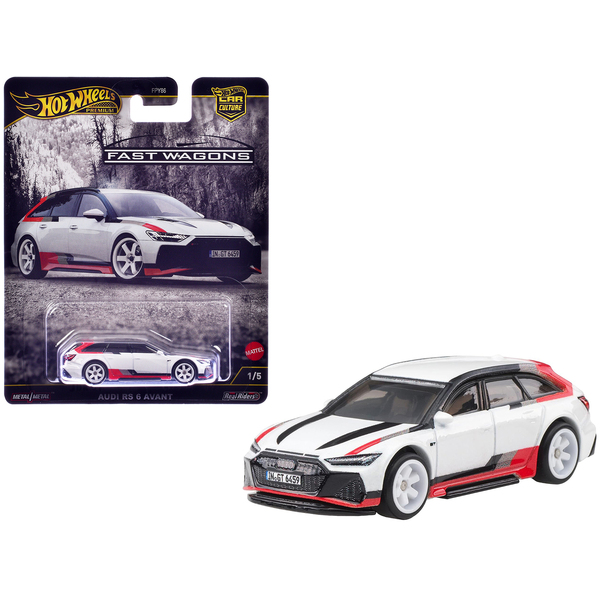 Hot Wheels Audi RS 6 Avant - White "Fast Wagons" 3-Inch Diecast