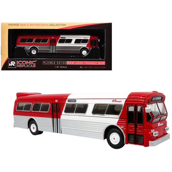 Iconic Replicas Pittsburgh Transit Bus - Red & White HO Scale